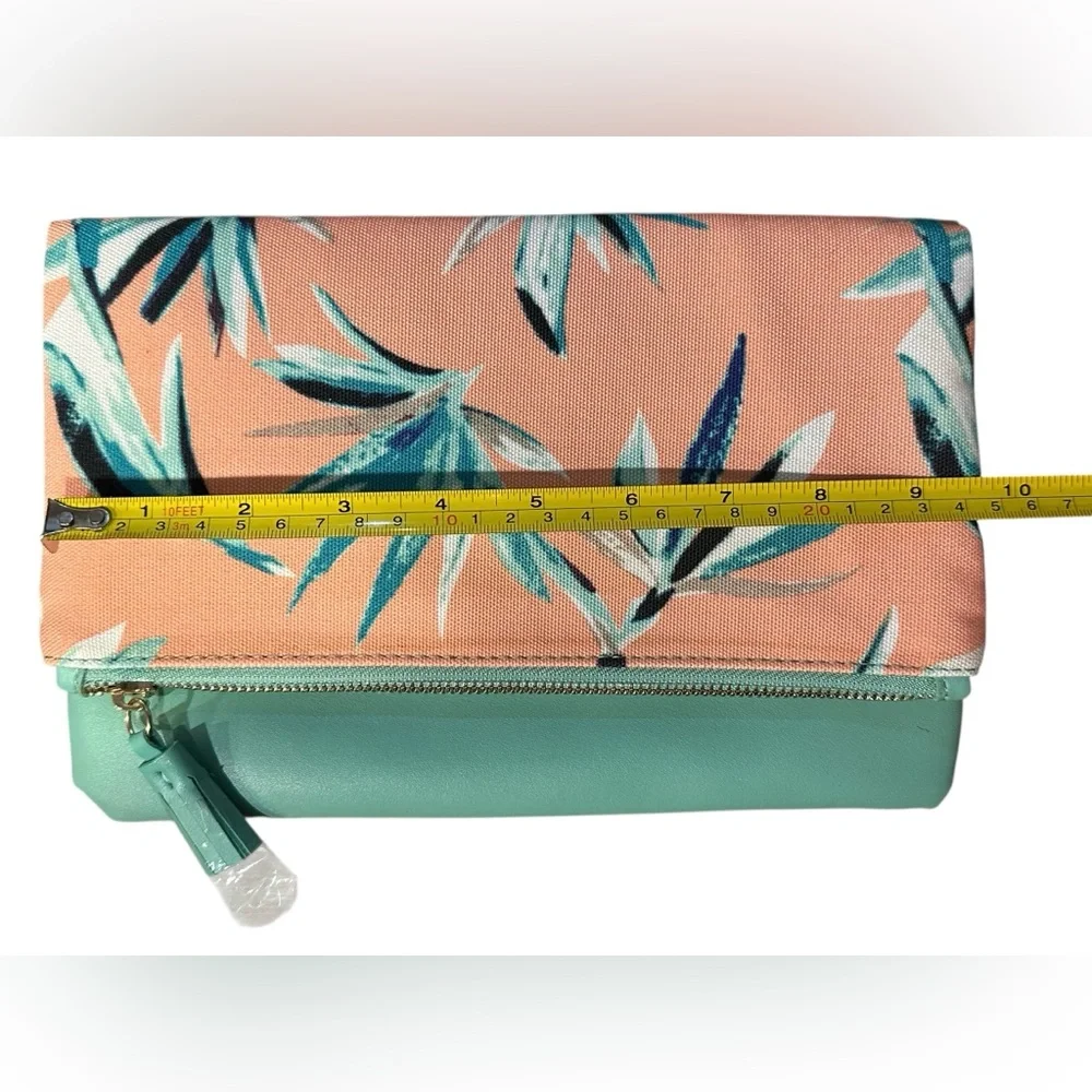 Rachel Pally Anthropologie Bird of Paradise Pink‎ Turquoise Reversible Clutch